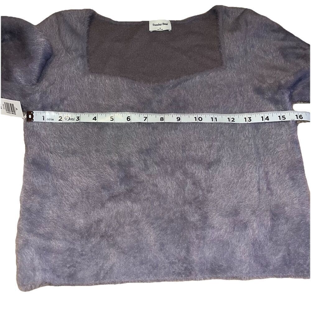 Aritzia Sunday Best Medium Elsie Long Sleeve Sweater Crop Top Women Gray Fuzzy - Picture 7 of 16
